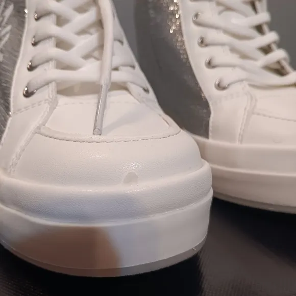 DKNY Sophie Silver‎ High-Top Wedge Sneakers Women's Sz 7.5