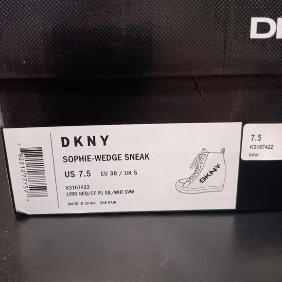 DKNY Sophie Silver‎ High-Top Wedge Sneakers Women's Sz 7.5