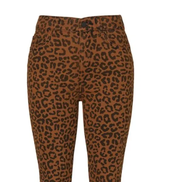 DL1961 High Rise Jeans Cropped Jaguar Animal Print Jeans 25