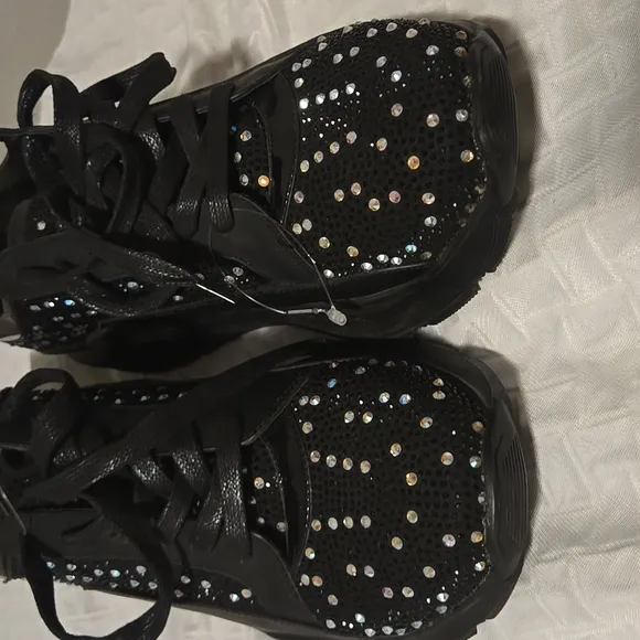 DNA Shoes - The Shine Edition - Black And Multi Stones Sparkly Sneakers Size 43