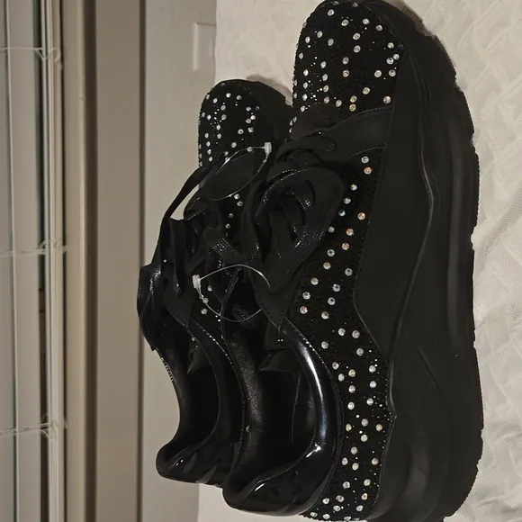 DNA Shoes - The Shine Edition - Black And Multi Stones Sparkly Sneakers Size 43