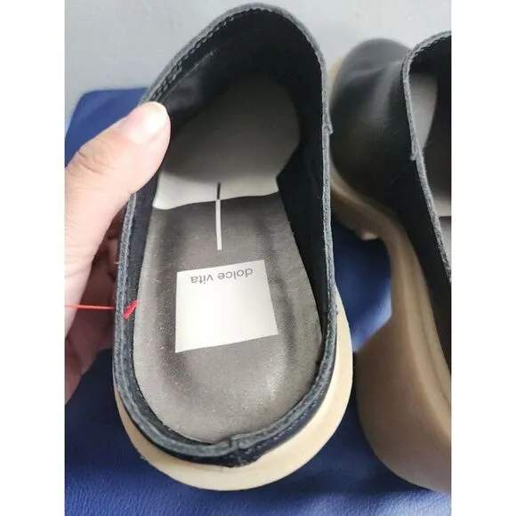 Dolce Vita Carry Black 100% Suede Leather Chuncky 4&quot; Heel Mules Shoes size 9