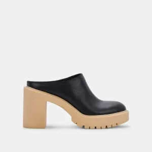 Dolce Vita Carry Black 100% Suede Leather Chuncky 4&quot; Heel Mules Shoes size 9