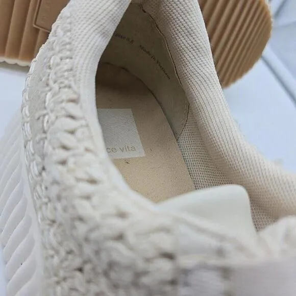 Dolce Vita Dolen Womens Shoes Beige Knit Sneakers Chunky Low Top Fashion US 8.5