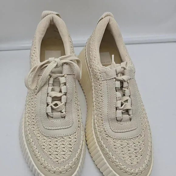 Dolce Vita Dolen Womens Shoes Beige Knit Sneakers Chunky Low Top Fashion US 8.5