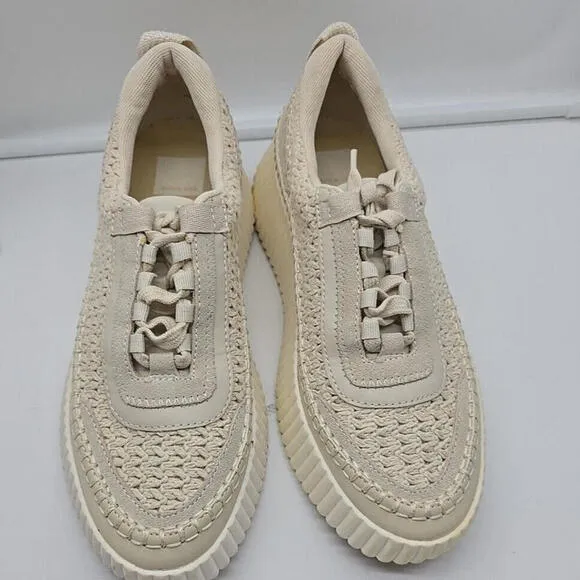 Dolce Vita Dolen Womens Shoes Beige Knit Sneakers Chunky Low Top Fashion US 8.5
