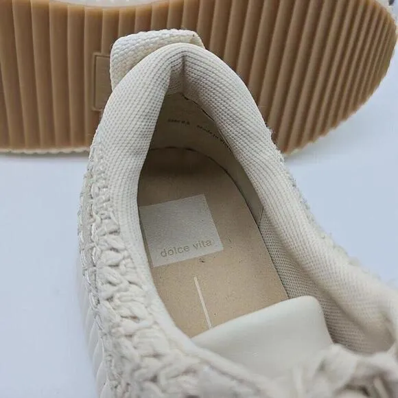 Dolce Vita Dolen Womens Shoes Beige Knit Sneakers Chunky Low Top Fashion US 8.5