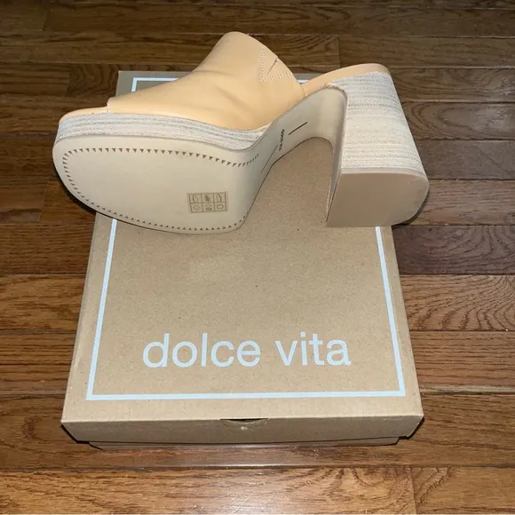 Dolce Vita Lukas Platform Leather Heeled Sandals Tan Sand Women’s Size 10
