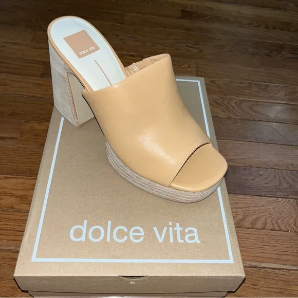 Dolce Vita Lukas Platform Leather Heeled Sandals Tan Sand Women’s Size 10