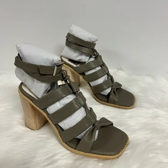 Dolce Vita Olema Heel Sandals In Dark Olive Leather Size 7 NWOB