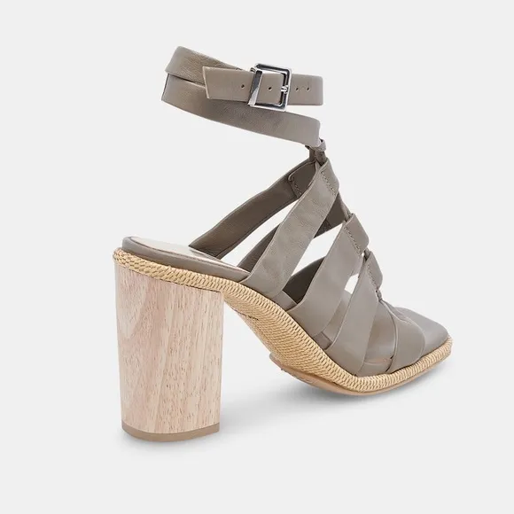 Dolce Vita Olema Heel Sandals In Dark Olive Leather Size 7 NWOB