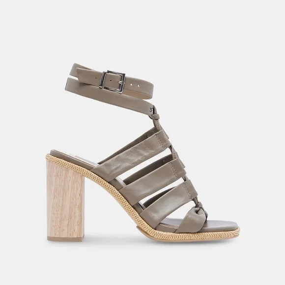 Dolce Vita Olema Heel Sandals In Dark Olive Leather Size 7 NWOB