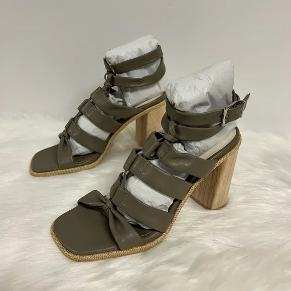 Dolce Vita Olema Heel Sandals In Dark Olive Leather Size 7 NWOB