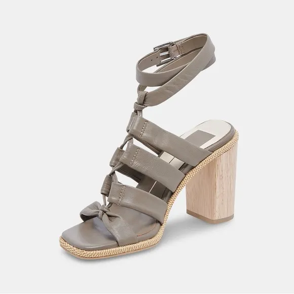 Dolce Vita Olema Heel Sandals In Dark Olive Leather Size 7 NWOB