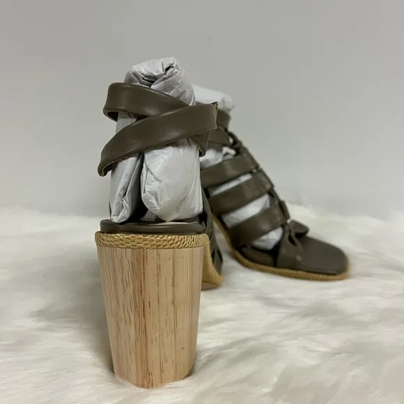 Dolce Vita Olema Heel Sandals In Dark Olive Leather Size 7 NWOB