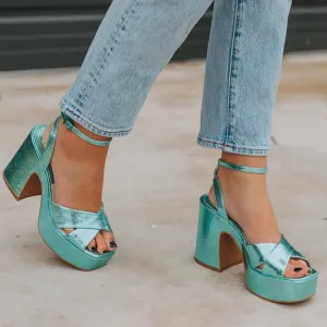 Dolce Vita Wessi Crackled Platform Block Heel Dress Sandals