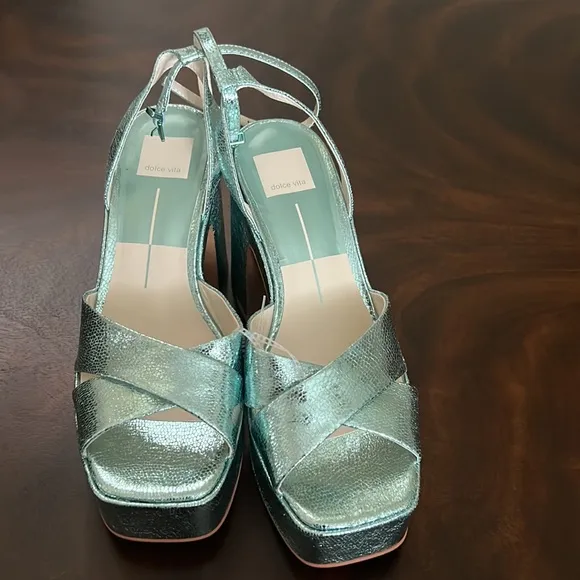 Dolce Vita Wessi Crackled Platform Block Heel Dress Sandals
