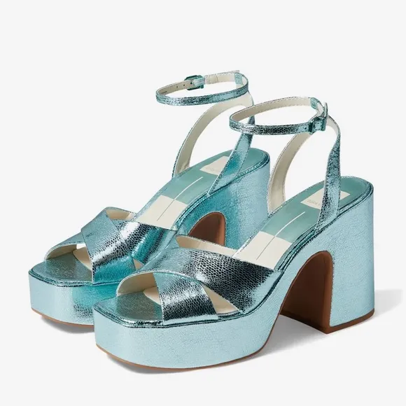 Dolce Vita Wessi Crackled Platform Block Heel Dress Sandals