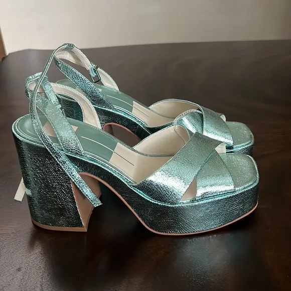 Dolce Vita Wessi Crackled Platform Block Heel Dress Sandals