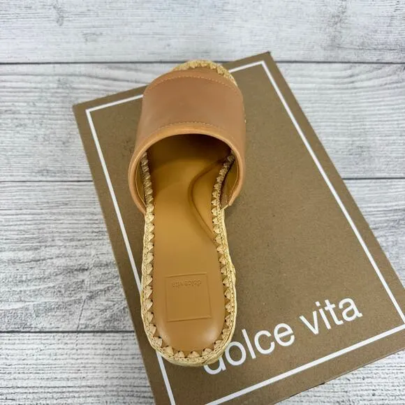 Dolce Vita Women's Honey Leather Chavi Platform Slip On Sandals Size 10