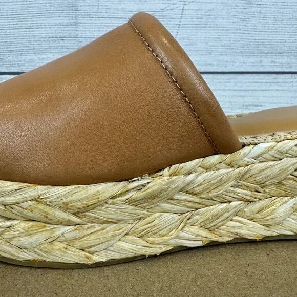 Dolce Vita Women's Honey Leather Chavi Platform Slip On Sandals Size 10