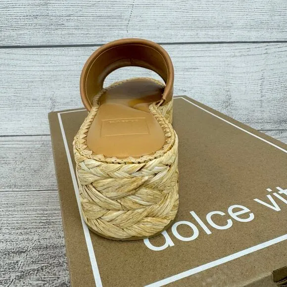 Dolce Vita Women's Honey Leather Chavi Platform Slip On Sandals Size 10