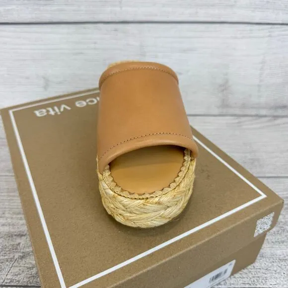 Dolce Vita Women's Honey Leather Chavi Platform Slip On Sandals Size 10