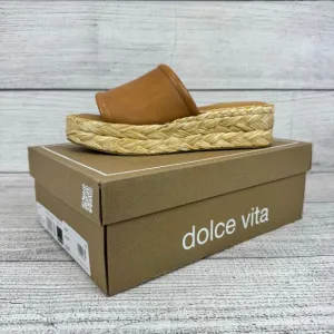 Dolce Vita Women's Honey Leather Chavi Platform Slip On Sandals Size 10
