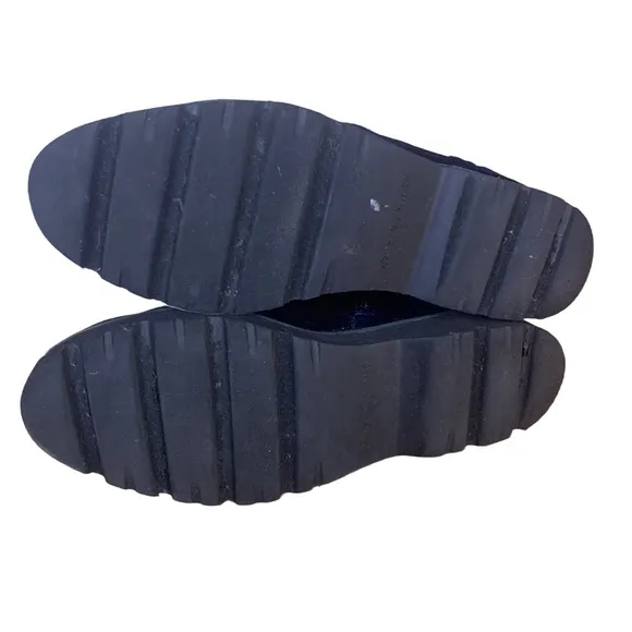 DONALD J. PLINER &quot;CAILEN&quot; BLUE &amp; BLACK VELOUR COMBAT BOOTS (7M)