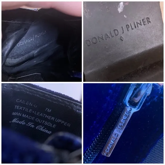 DONALD J. PLINER &quot;CAILEN&quot; BLUE &amp; BLACK VELOUR COMBAT BOOTS (7M)
