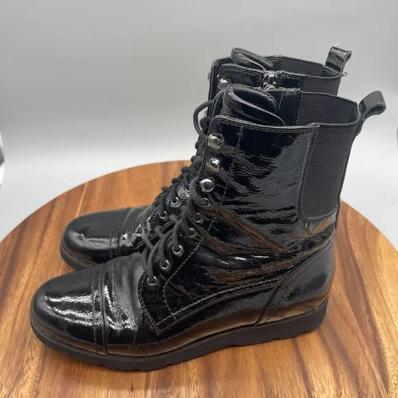 Donald J Pliner Camren Womens Size 8 M Black Patent Leather Combat Boots