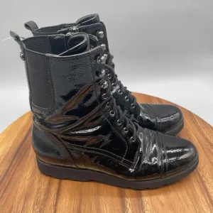Donald J Pliner Camren Womens Size 8 M Black Patent Leather Combat Boots