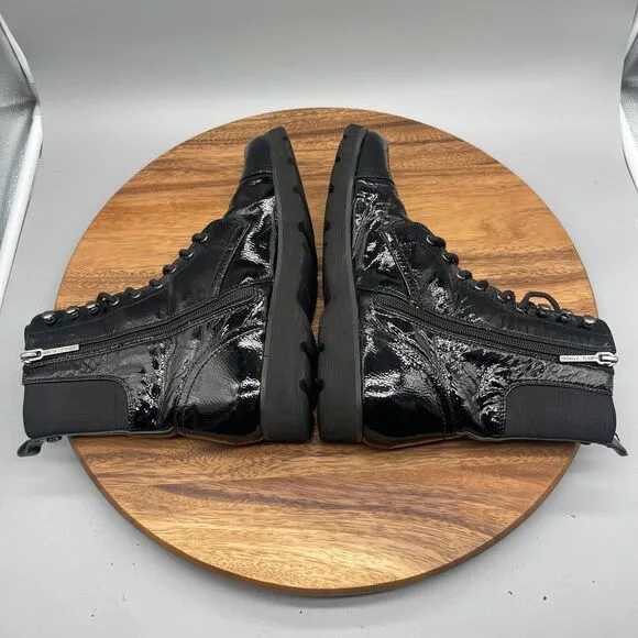 Donald J Pliner Camren Womens Size 8 M Black Patent Leather Combat Boots