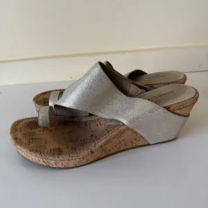 Donald J Pliner Gyer2 Leather Metallic Wedge Shoes SZ 10