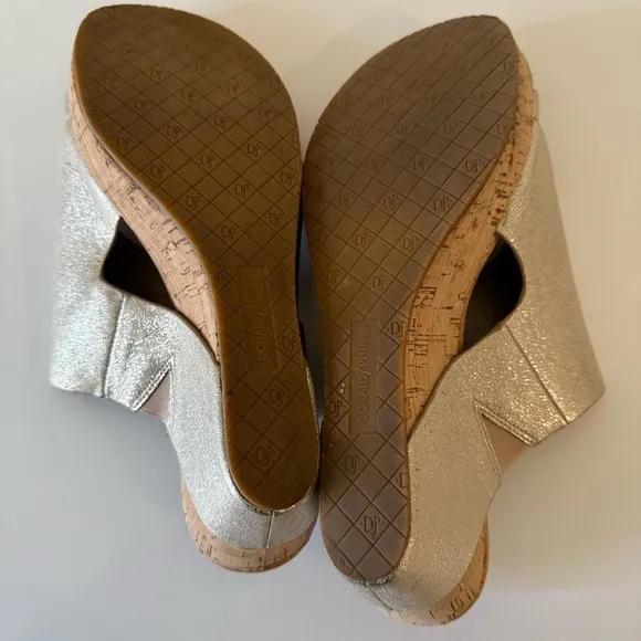 Donald J Pliner Gyer2 Leather Metallic Wedge Shoes SZ 10