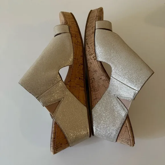 Donald J Pliner Gyer2 Leather Metallic Wedge Shoes SZ 10