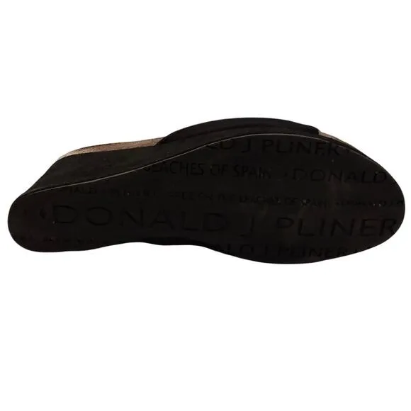 Donald J Pliner Slip-On Wedge Heel Sandals in Black Size 7.5 M