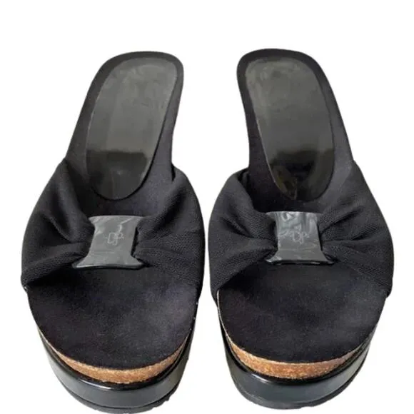 Donald J Pliner Slip-On Wedge Heel Sandals in Black Size 7.5 M