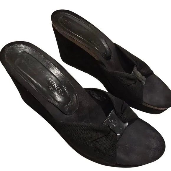 Donald J Pliner Slip-On Wedge Heel Sandals in Black Size 7.5 M