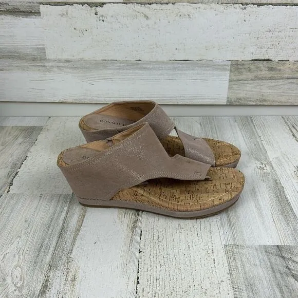 Donald Pliner Myrtle womens 10 tan leather slip on cork wedge sandal new