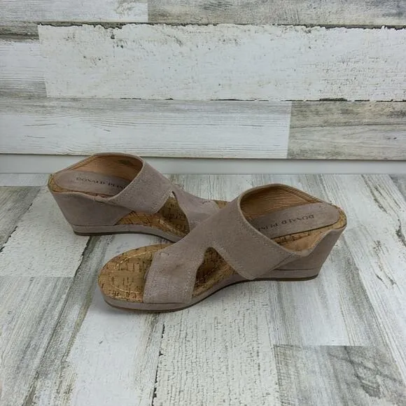 Donald Pliner Myrtle womens 10 tan leather slip on cork wedge sandal new