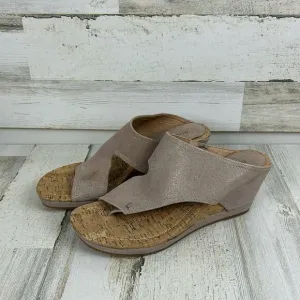 Donald Pliner Myrtle womens 10 tan leather slip on cork wedge sandal new