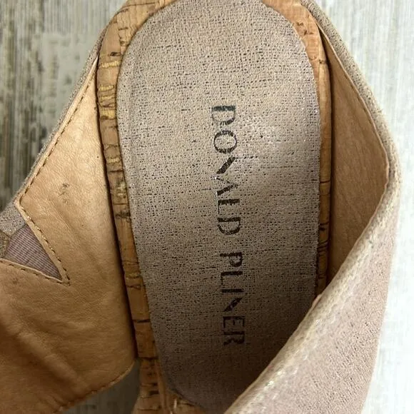 Donald Pliner Myrtle womens 10 tan leather slip on cork wedge sandal new