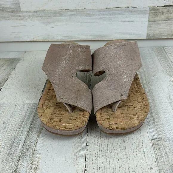 Donald Pliner Myrtle womens 10 tan leather slip on cork wedge sandal new