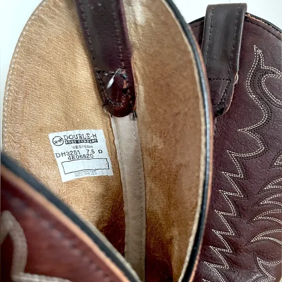Double H 3251 - 12&quot; Deep Dip Leather Western Cowboy Boots - Sz 7.5M/9W
