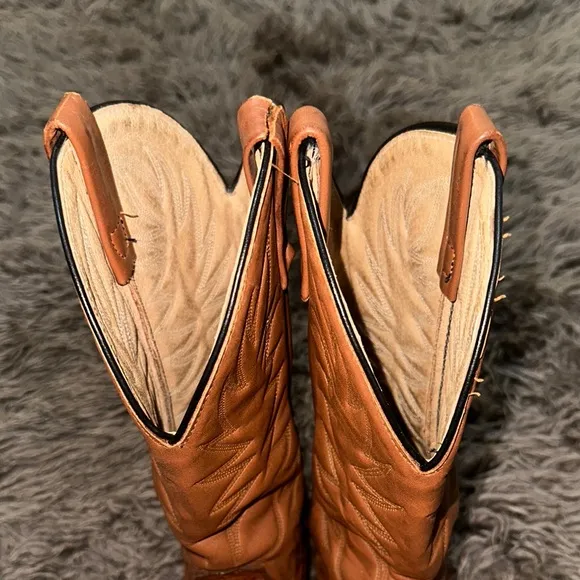 Double-H Ostrich Leather Cowboy Boots Made In USA Men's 9B Preowned