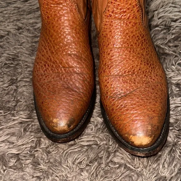 Double-H Ostrich Leather Cowboy Boots Made In USA Men's 9B Preowned