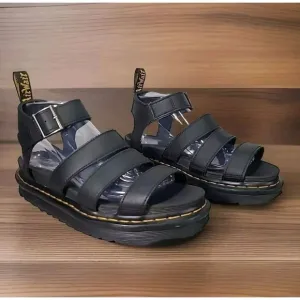 Dr Doc Martens Blaire Sandals Women 8 Black Hydro Leather Strappy Platform *flaw