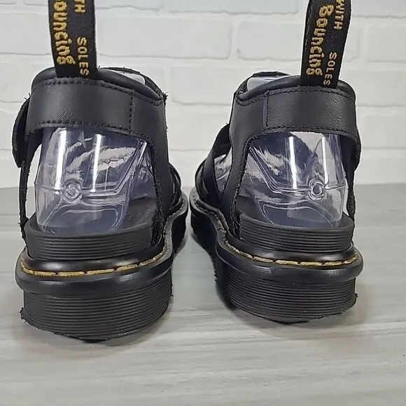 Dr Doc Martens Blaire Sandals Women 8 Black Hydro Leather Strappy Platform *flaw