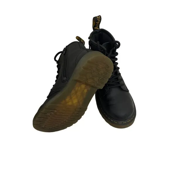 Dr. Marten Shoes Lace Up Black Leather Boots Size Youth 13